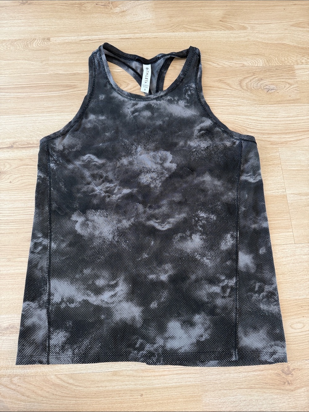 Athleta Black & Gray Tie-Dye Racerback Tank